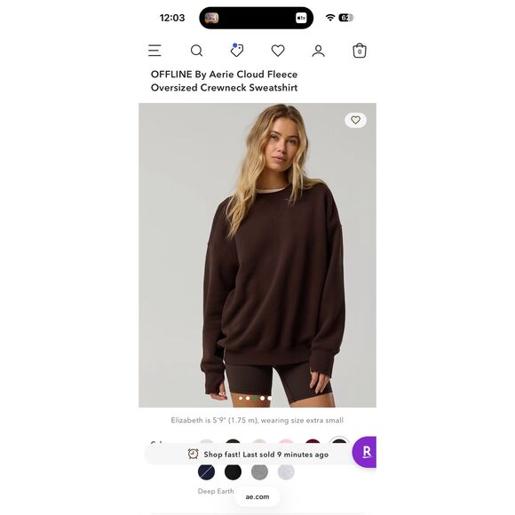 OFFLINE By Aerie Cloud Fleece Oversized Crewneck Sweatshirt - Picture 3 of 8